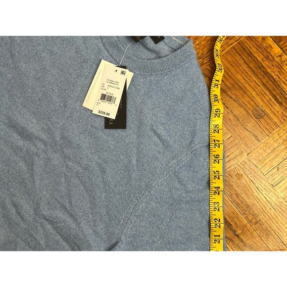 New Bloomingdale Sweater Mens Large Pullover Cashmere Light Blue L NWT $228 - Picture 5 of 7